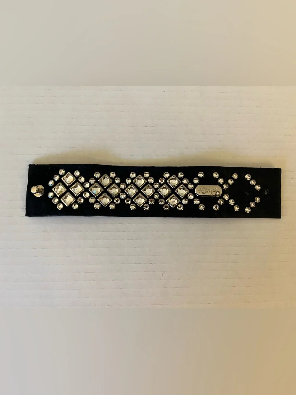 Rare Kippys Black Bracelet with Silver Crystal Accents